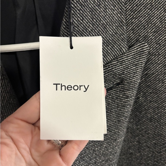 New With Tags Men’s Wool “Theory” Kensington Charcoal Trench Coat Size Large - Picture 3 of 10